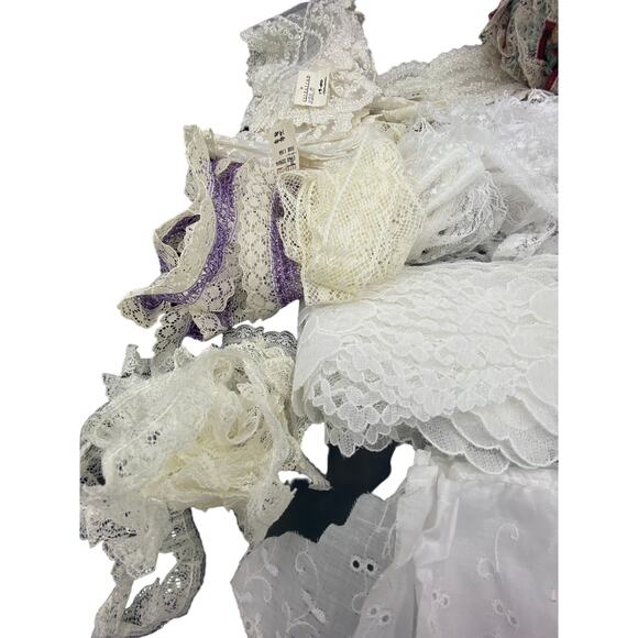 VTG Lace lot 46+ Yards Ruffled edging crochet bridal Nordstrom white color sew - Picture 2 of 14